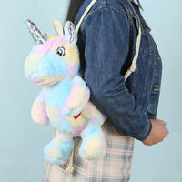 Plushie heart unicorn backpack bule