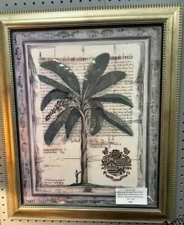 Bootleg British West Indies Pirate Palm Print. Fab Frame / Under Glass!