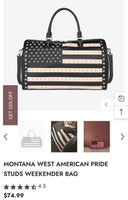 Montana West American Pride Studs Weekender Bag USA BLACK