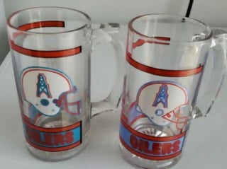 Are you ready for some Football? RARE NFL Houston Oilers Beer Mugs!